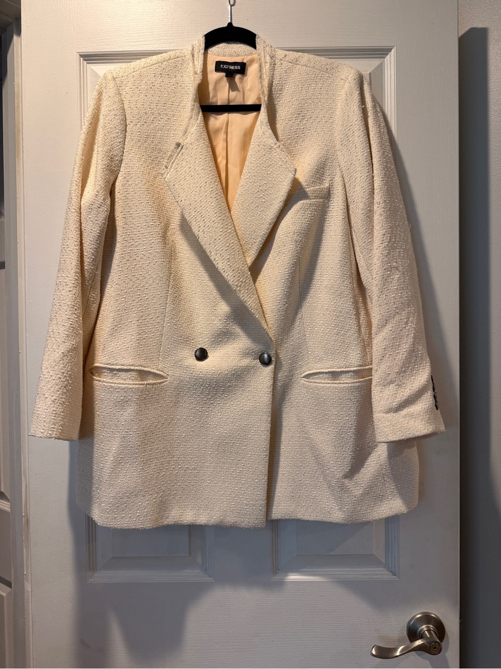 Express Women's Cream Textured Double-Breasted Blazer size XL